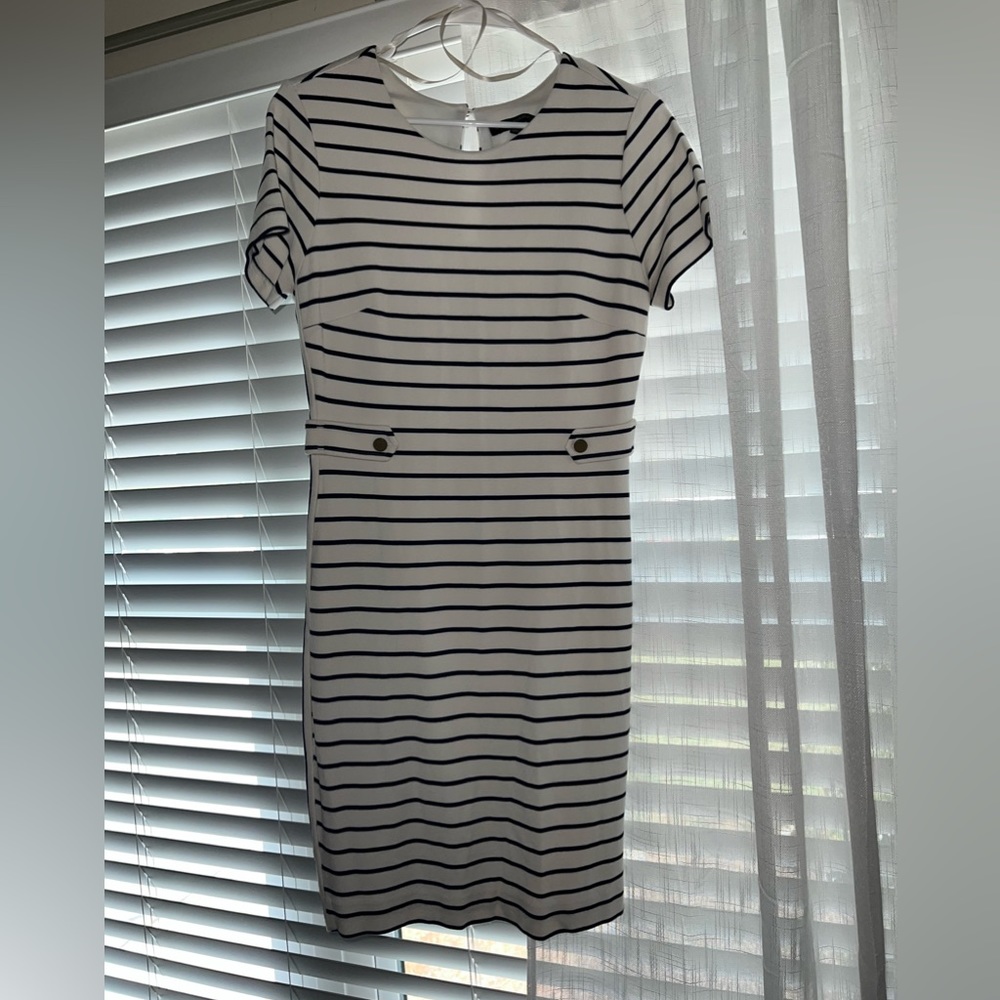 Banana Republic Navy & White Short Sleeve Fitted Business Dress , Women’s Size 8